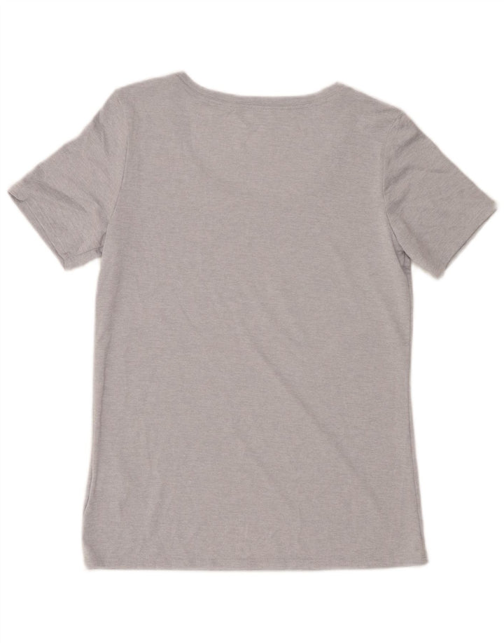 Nike Womens Dri Fit T-Shirt Top UK 10 Petit Gris Moucheté Polyester