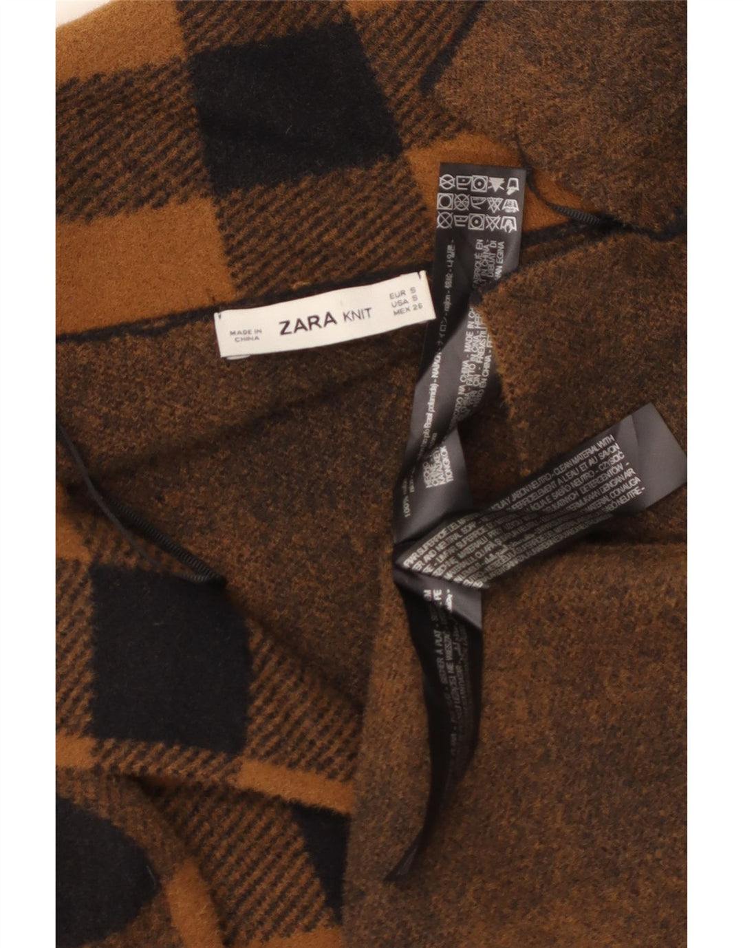 Zara Manteau surdimensionné pour femme UK 10 Petit nylon vichy marron