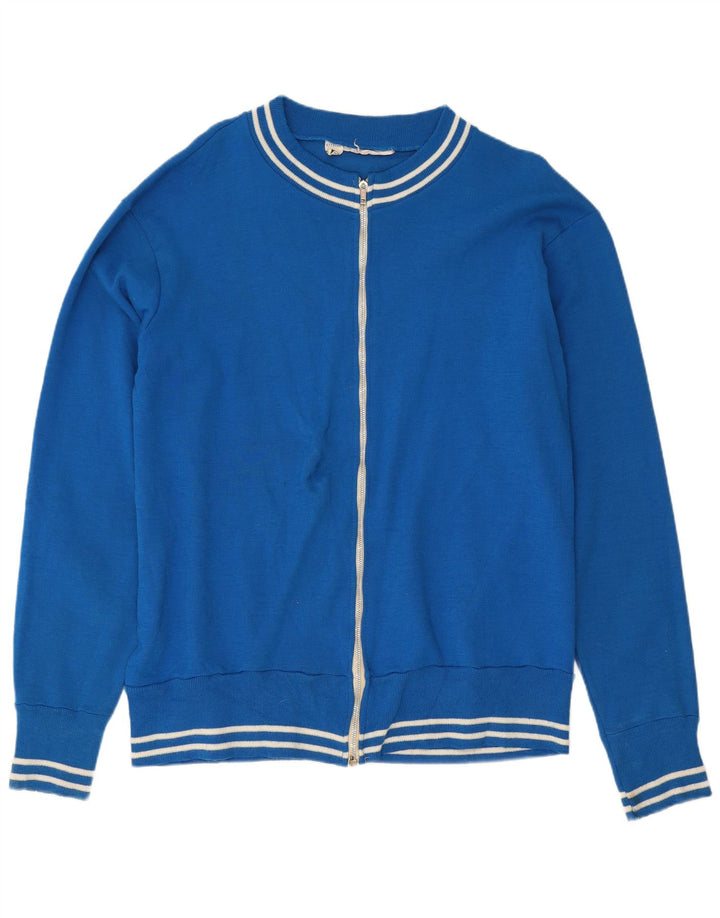 vintage Mens Full Zip Cardigan Sweater Grand Bleu Polyéthylène