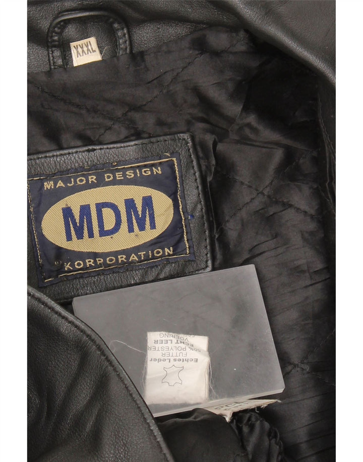 Veste motard en cuir femme vintage UK 22 3XL Cuir noir