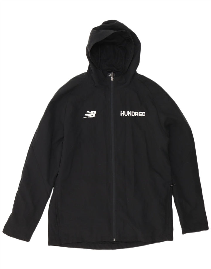 New Balance Veste de pluie à capuche graphique pour homme UK 40 Large Noir Polyester