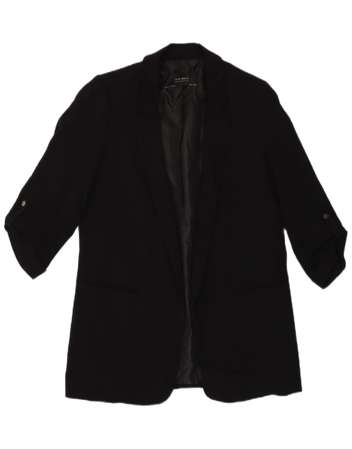 Zara Veste blazer ouverte à manches 3/4 pour femme UK 10 Small Noir Polyester