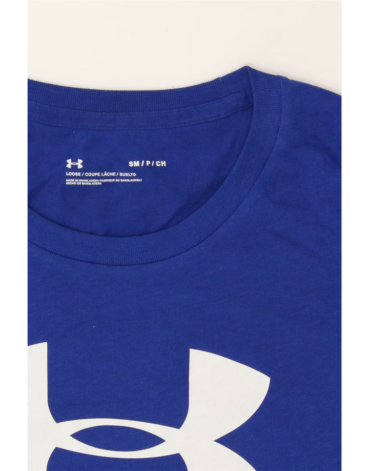 UNDER ARMOUR Mens Graphic T-Shirt Top Small Blue Cotton Vintage Under Armour and Second-Hand Under Armour from Messina Hembry 