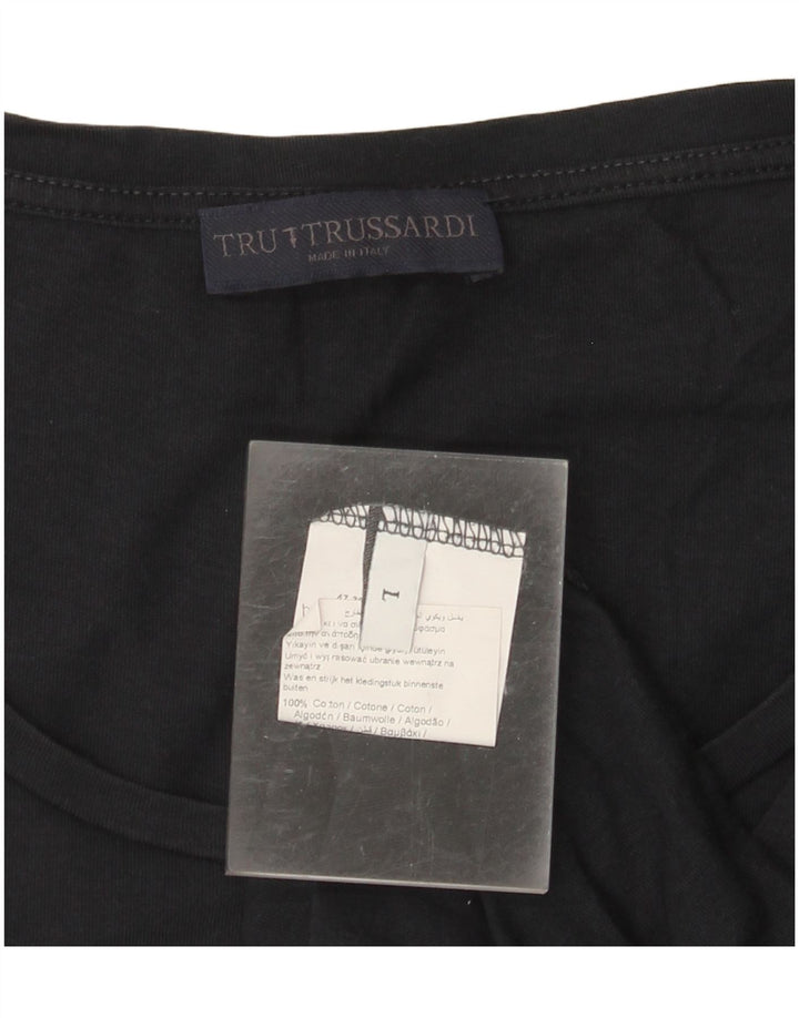 TRUSSARDI T-Shirt Graphique Femme UK 16 Large Noir Coton