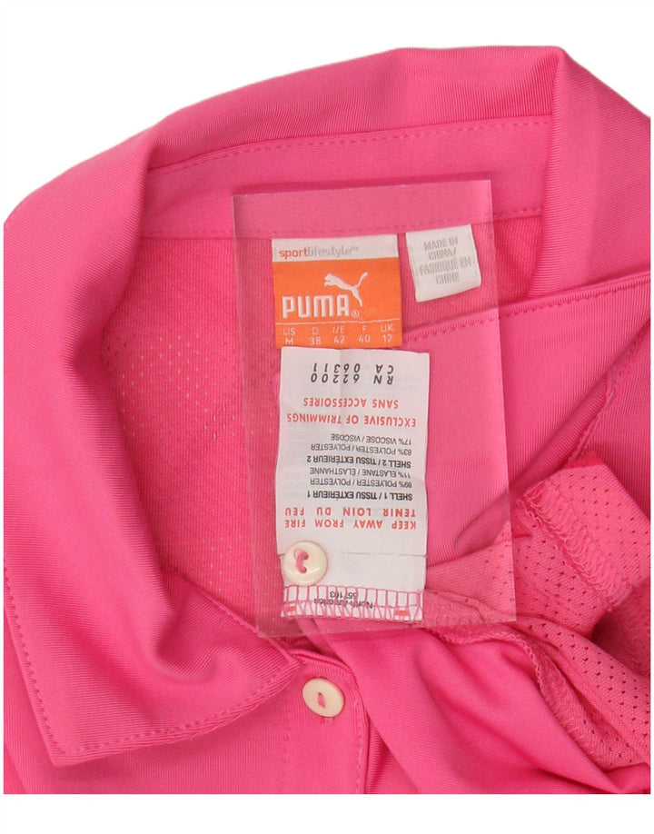 PUMA Polo Femme UK 12 Rose Moyen Géométrique Polyester