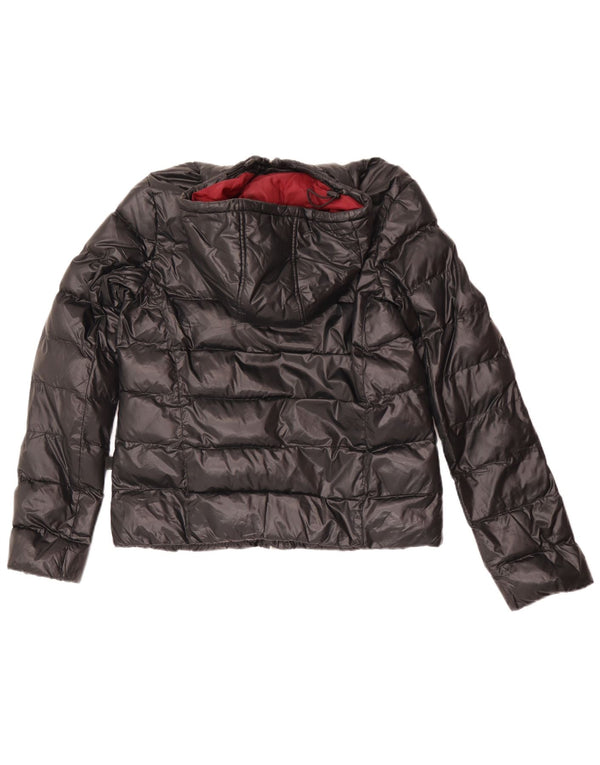 Converse Veste matelassée à capuche pour femme UK 12 Medium Noir Nylon