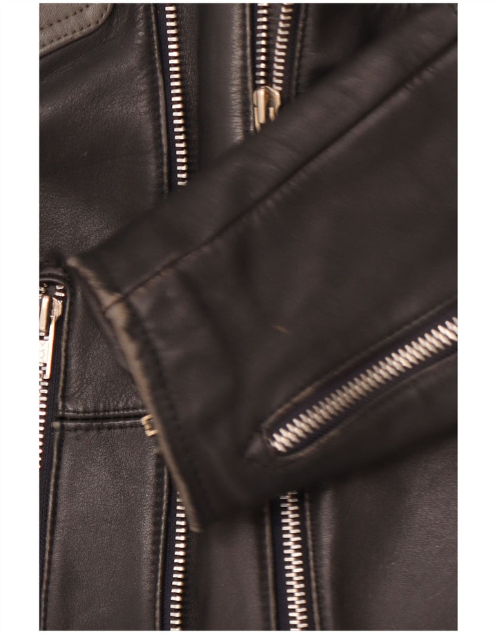 MQP Veste de motard en cuir pour homme UK 46 3XL Cuir color block noir