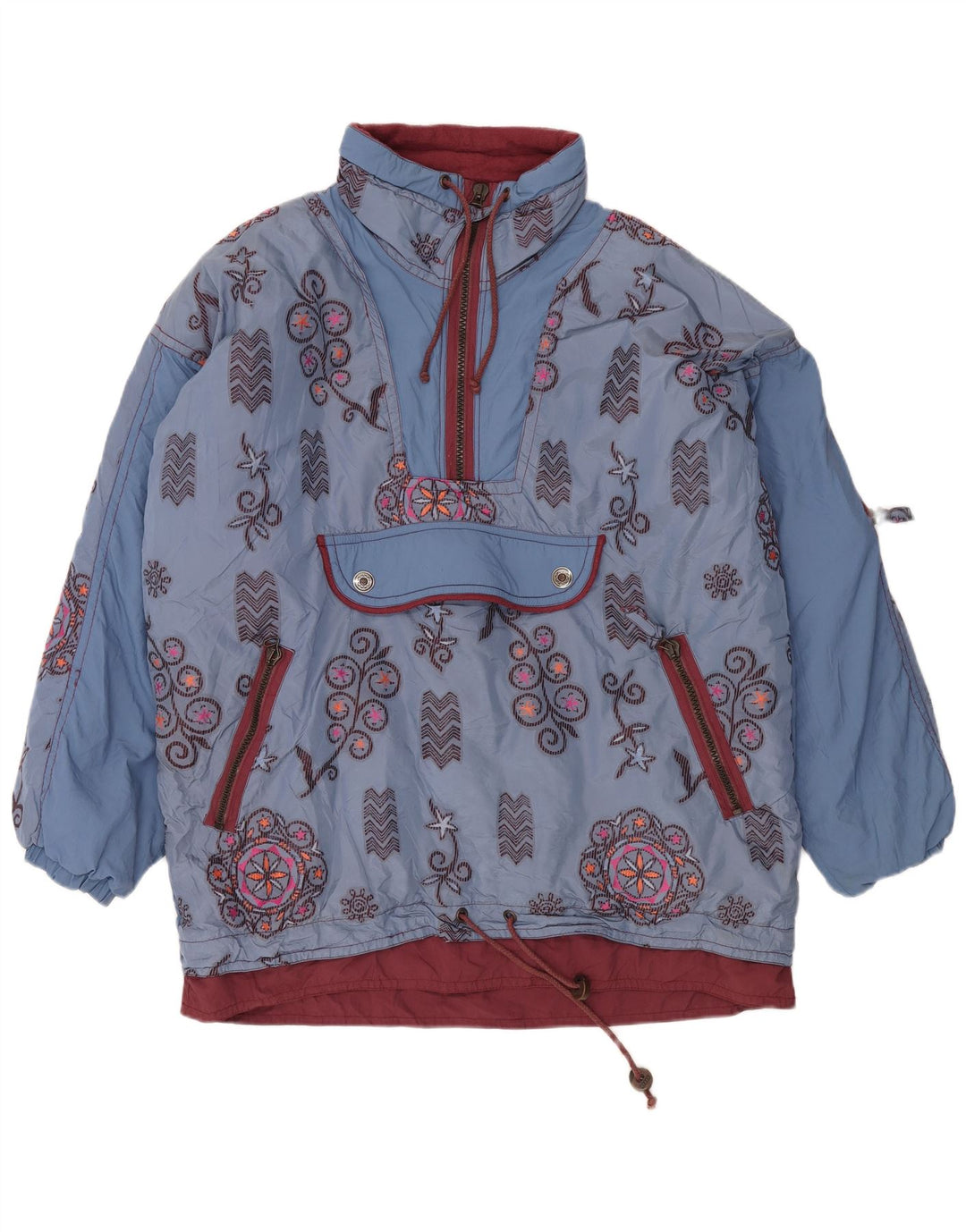 Canyon Veste de ski anorak surdimensionnée pour hommes UK 40 Large Blue Floral Polyamide