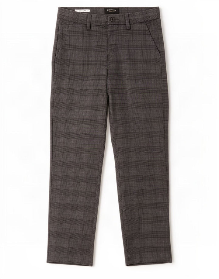 Jack & Jones Pantalon de Costume Marco Slim Homme W28 L30 Gris à Carreaux Polyester
