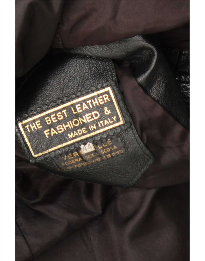 Veste en cuir femme vintage IT 44 Cuir noir moyen