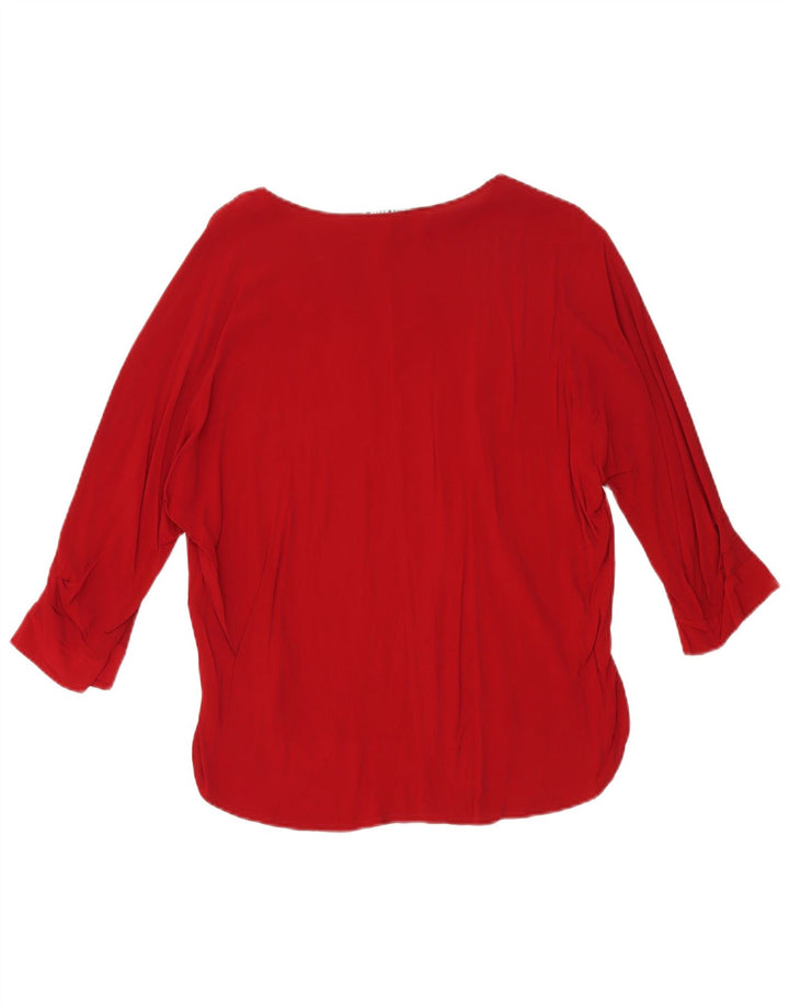 Zara Chemisier surdimensionné à manches 3/4 pour femme UK 10 Petite viscose rouge