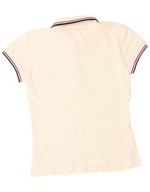 FRED PERRY Polo Femme UK 12 Coton Blanc Moyen