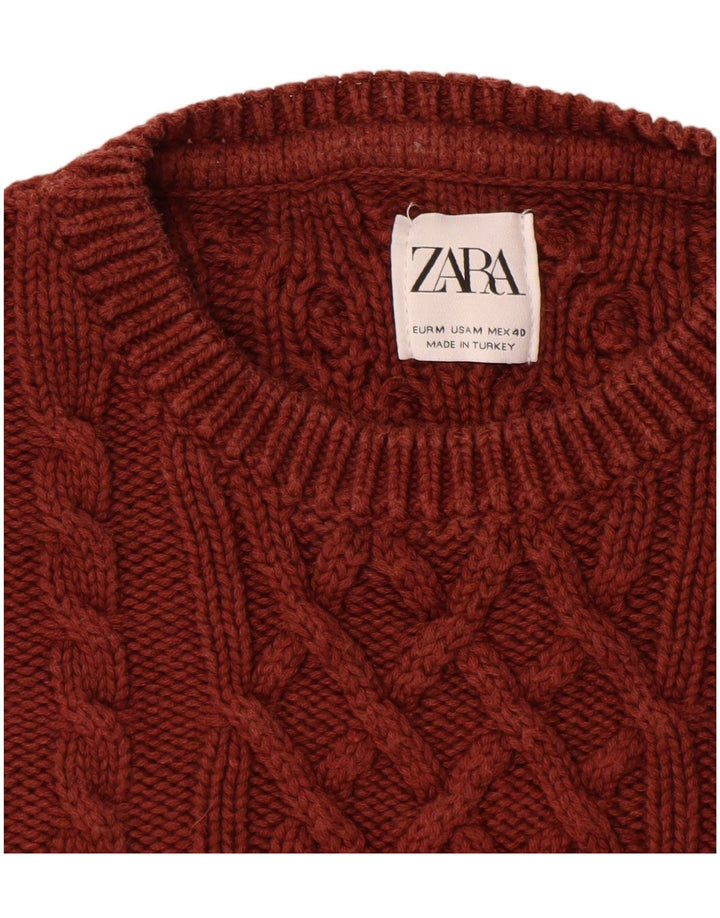 Zara Pull à col rond pour homme Marron moyen