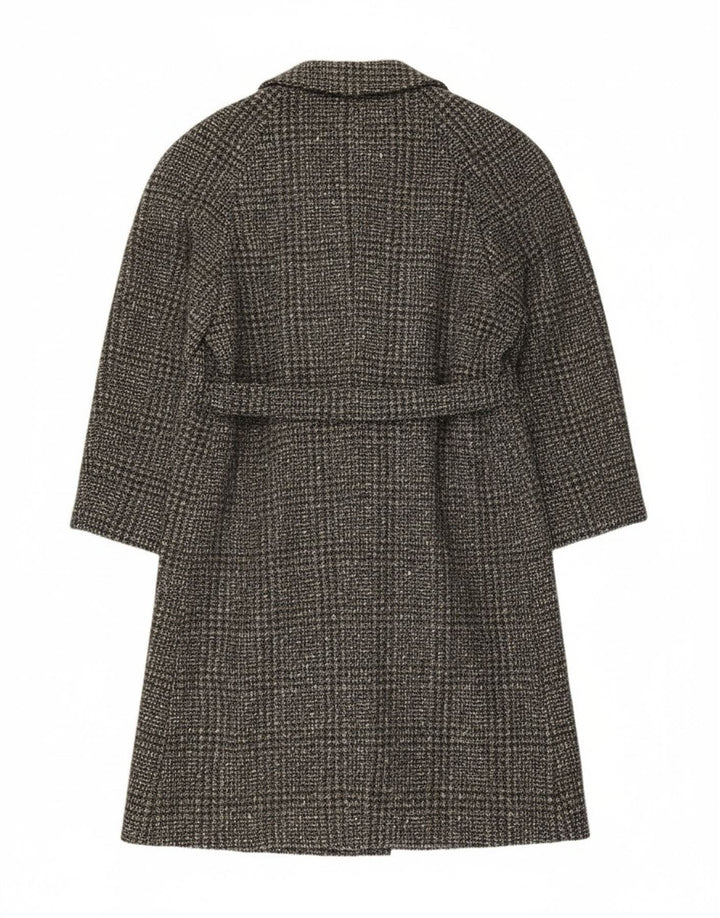 vintage Femme Pardessus IT 54 3XL Gris Check Virgin Wool