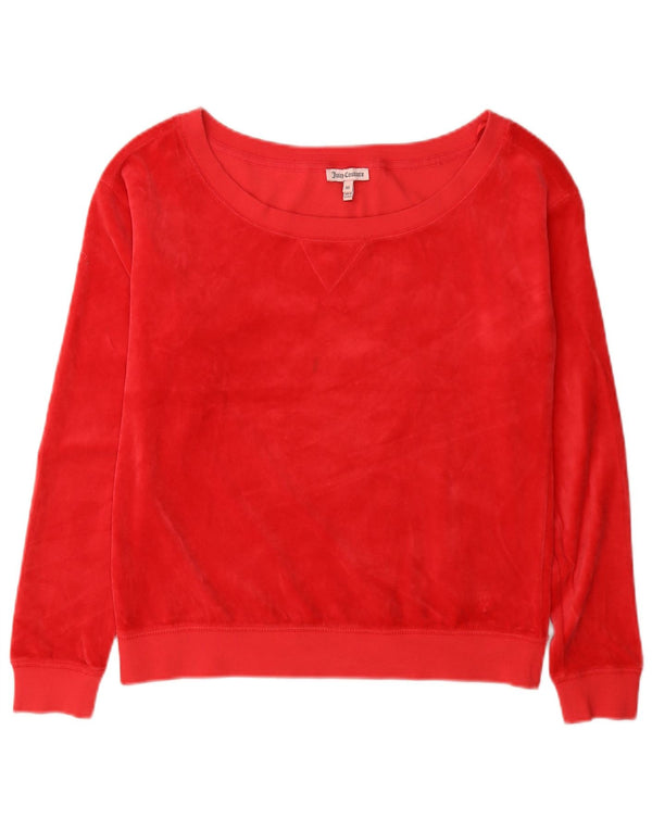 Juicy Couture Sweat-shirt surdimensionné en velours pour femme UK 6 XS Rouge Coton