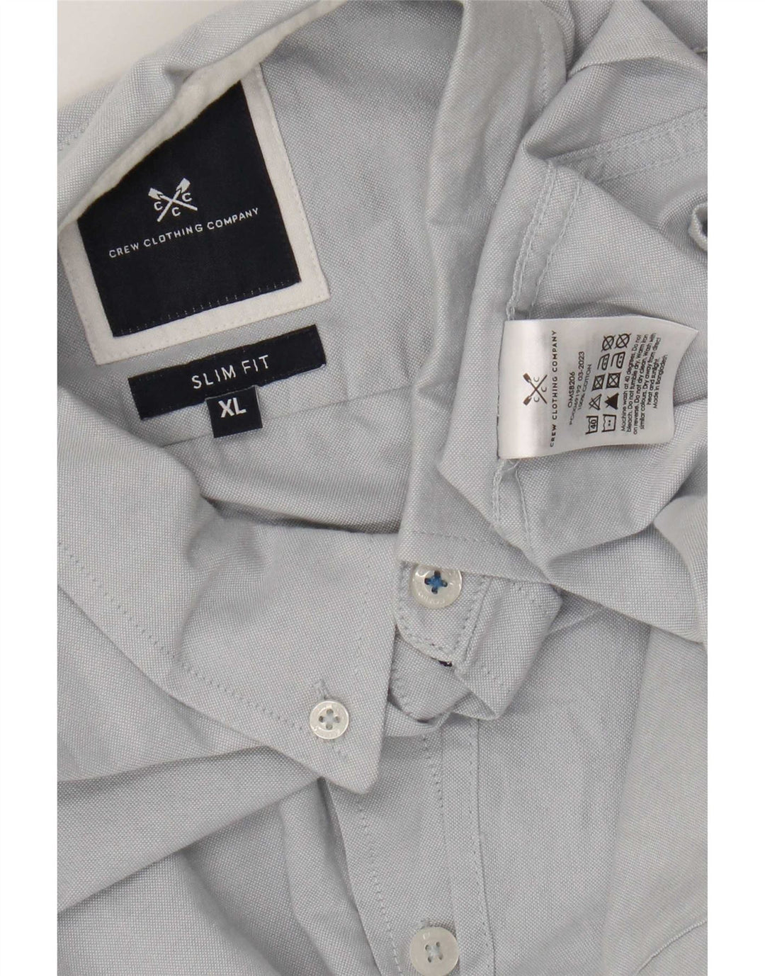 Crew Clothing Chemise Slim Fit Homme Bleu Moyen Coton