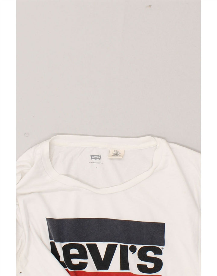 LEVI'S Womens Graphic T-Shirt Top UK 14 Medium White Cotton Vintage Levi's and Second-Hand Levi's from Messina Hembry 