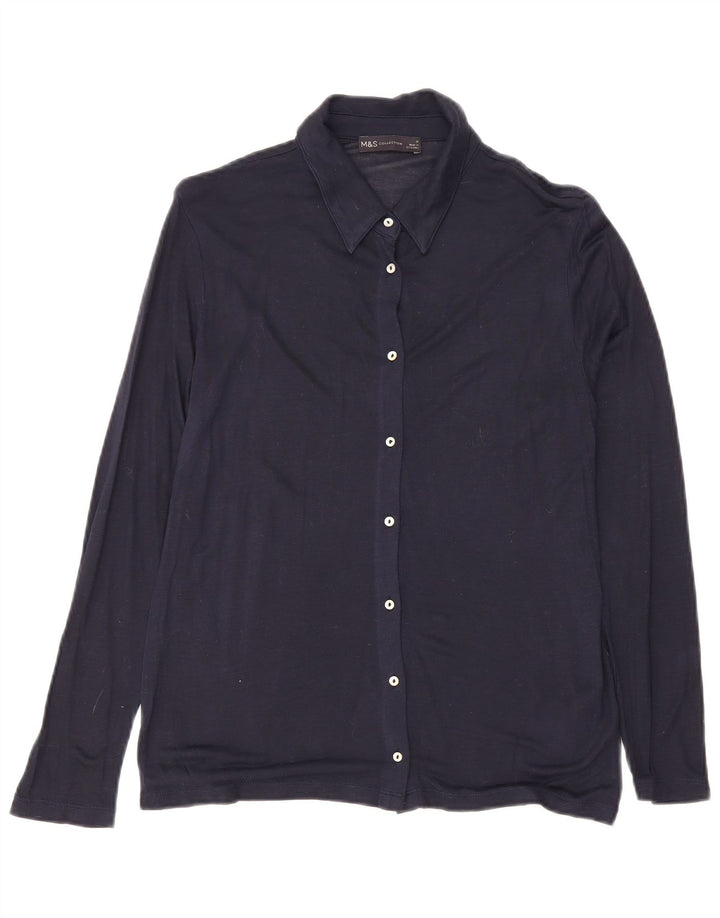 Marks & Spencer Chemise Femme UK 10 Small Bleu Marine Viscose