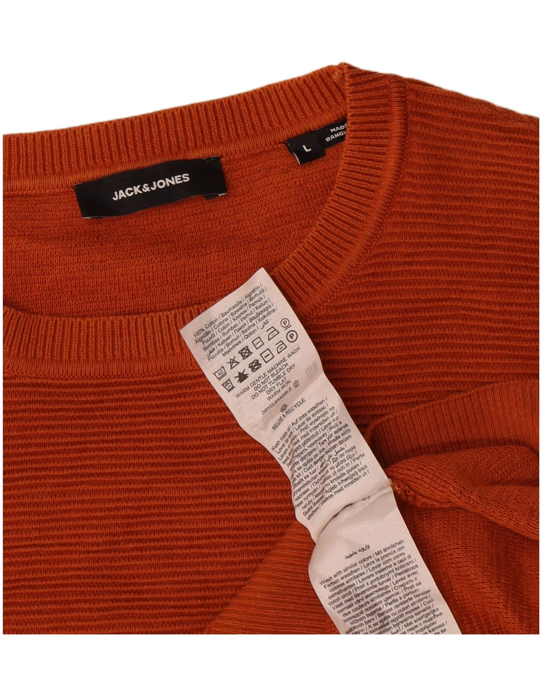 Jack & Jones Pull à col rond pour homme en coton orange Taille L