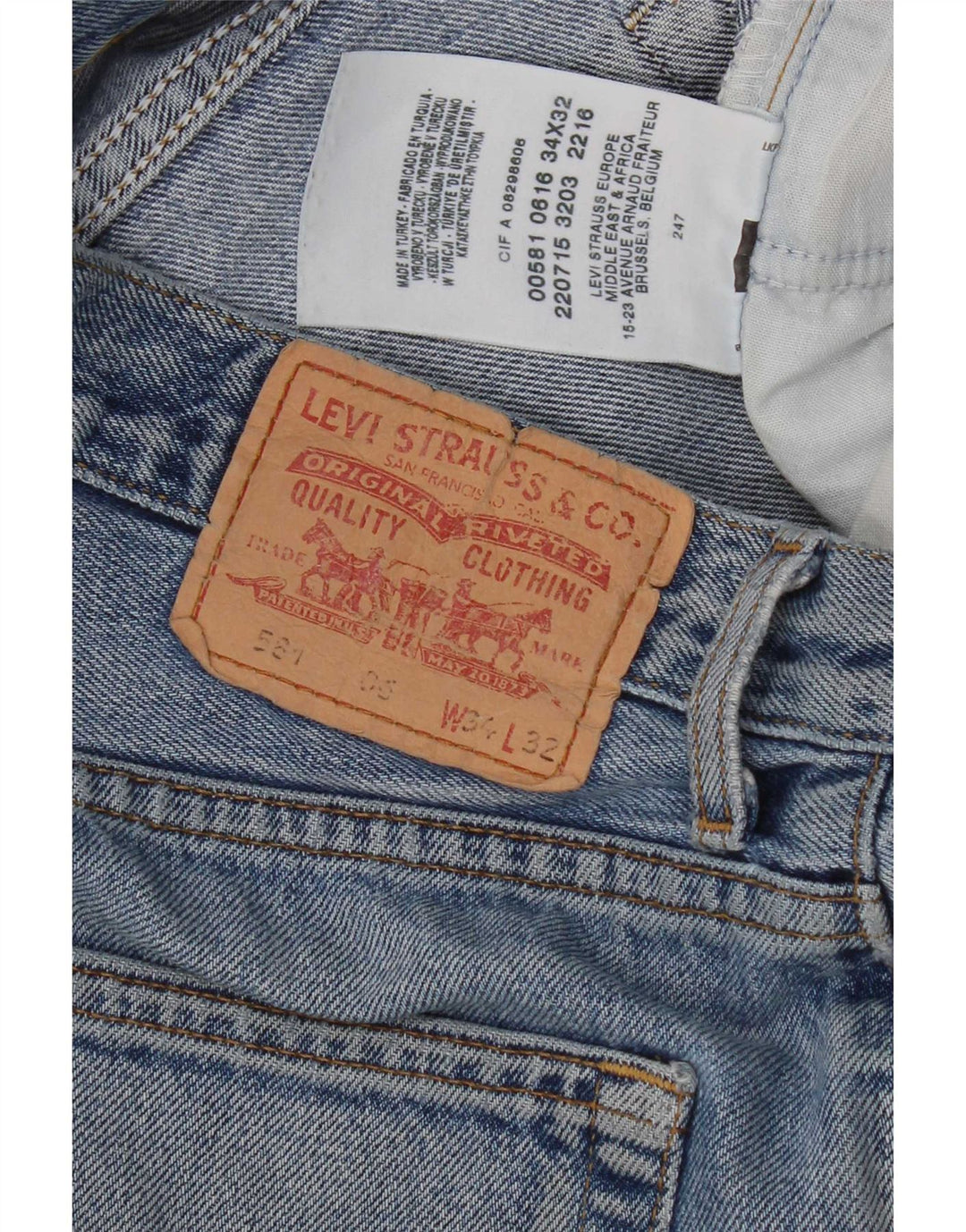 Levi's Jean Droit 581 Femme W34 L32 Bleu Coton