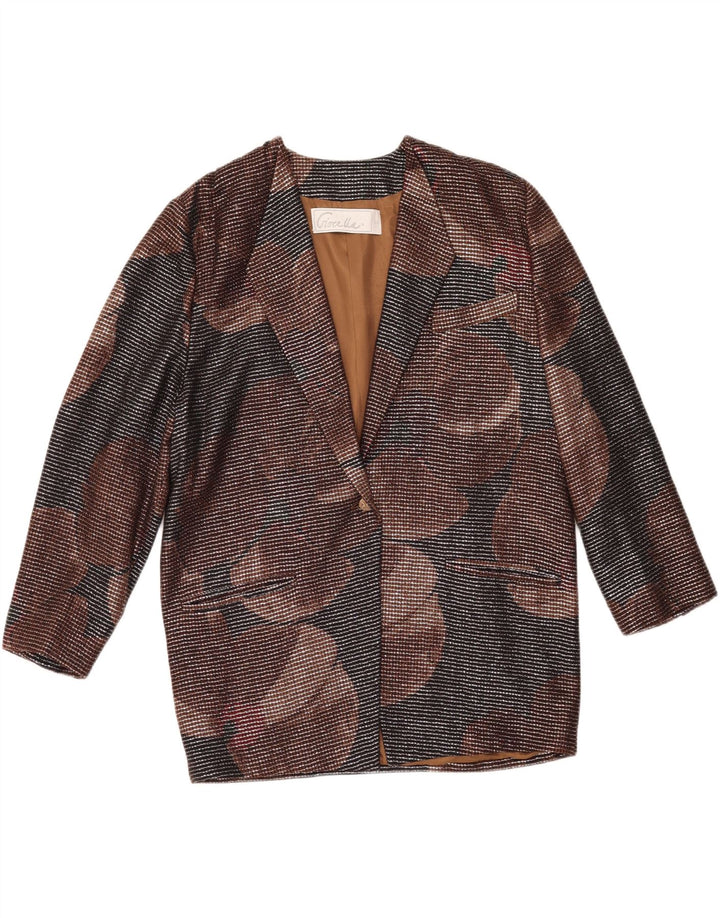VINTAGE Veste Blazer 1 Bouton Femme IT 46 Grand Géométrique Multicolore