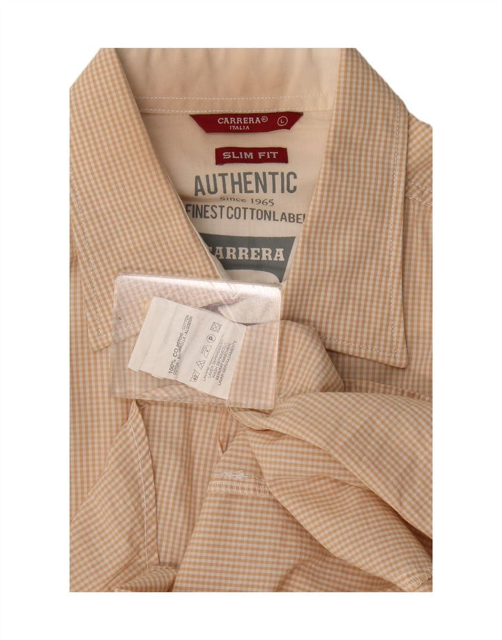 Carrera Chemise Slim Fit Grand Coton Vichy Beige