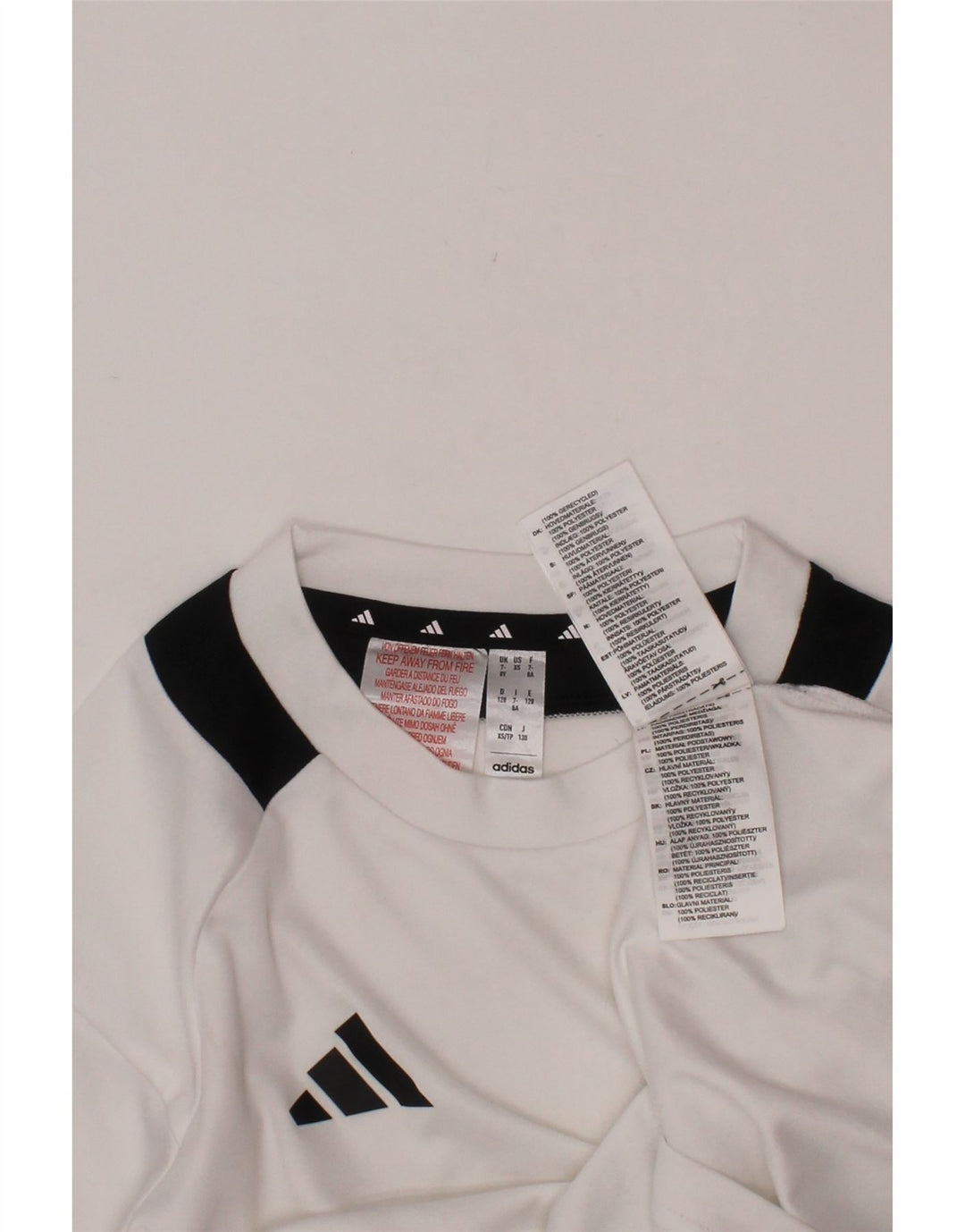 ADIDAS Garçons Aeroready T-Shirt Top 7-8 ans Blanc Colorblock Polyester