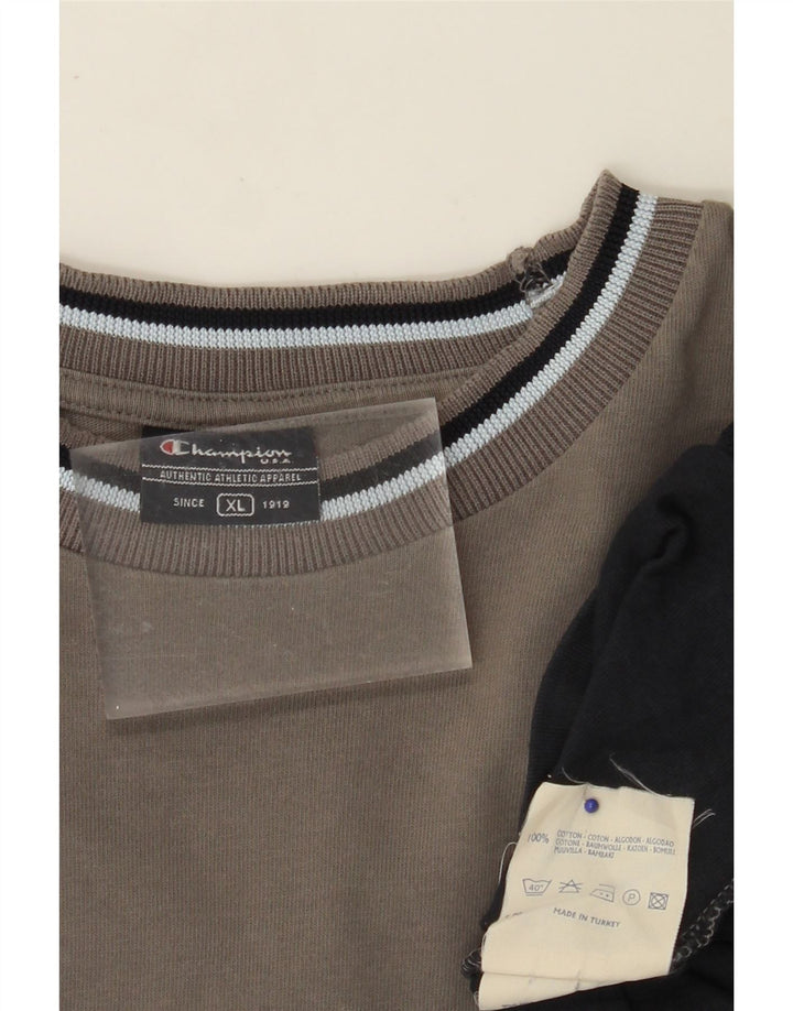 CHAMPION Haut Homme Manches Longues XL Gris Colorblock Coton