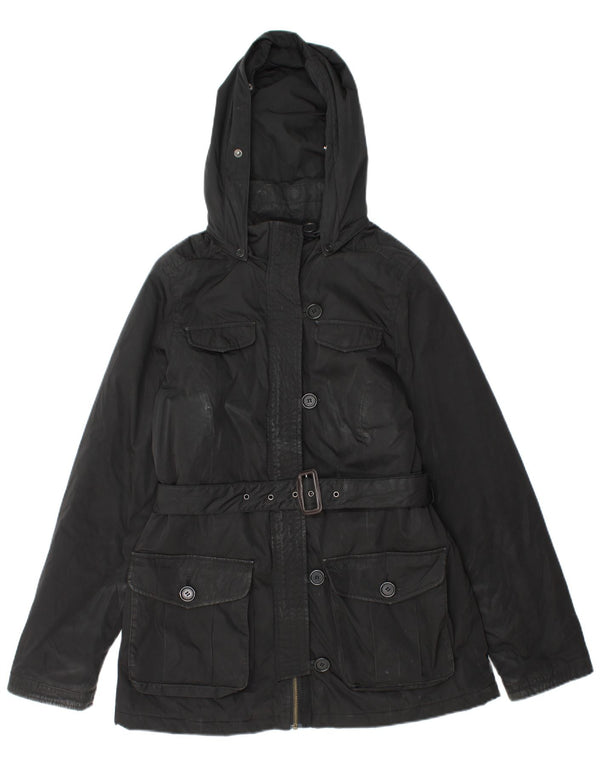 Woolrich Veste utilitaire à capuche pour femme UK 14 Medium Noir Polyester