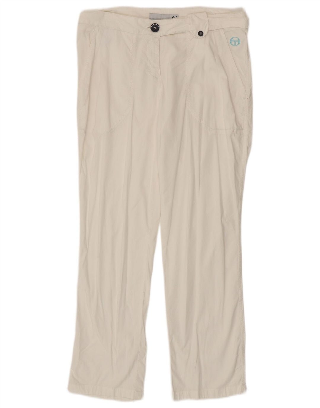Sergio Tacchini Pantalon Chino Droit Femme IT 44 Medium W30 L27 Blanc