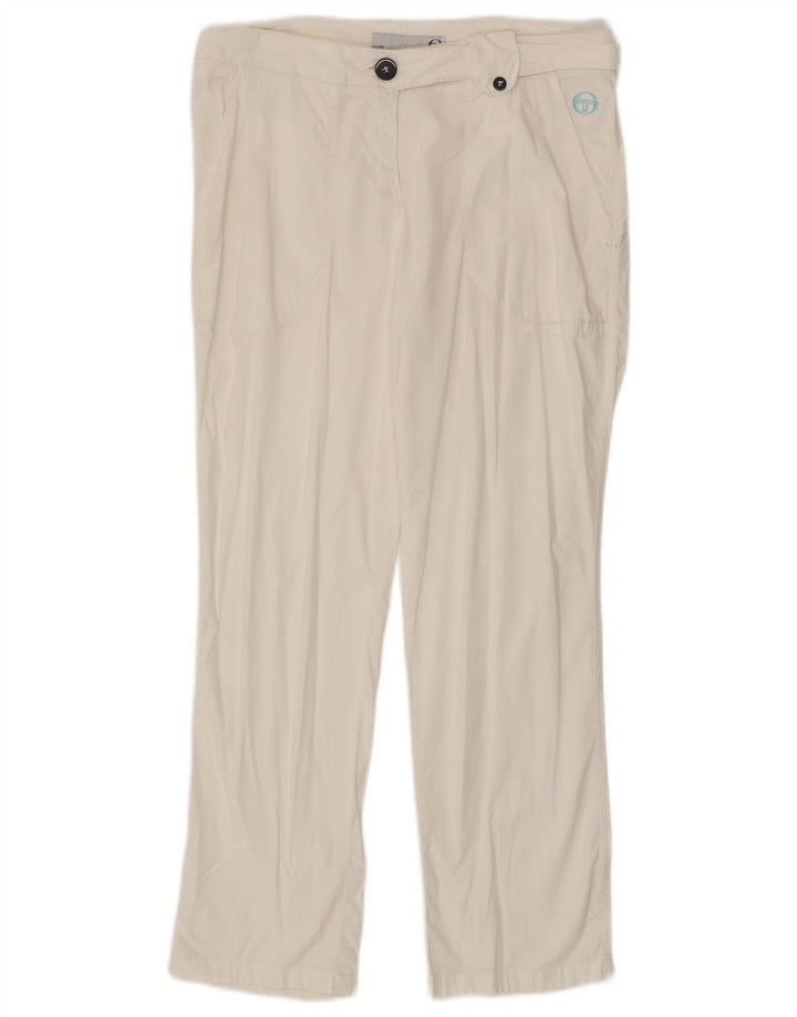 Sergio Tacchini Pantalon Chino Droit Femme IT 44 Medium W30 L27 Blanc