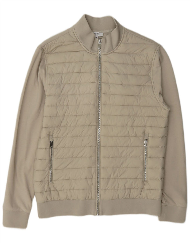 Reiss Homme Cardigan Pull Beige Moyen Coton
