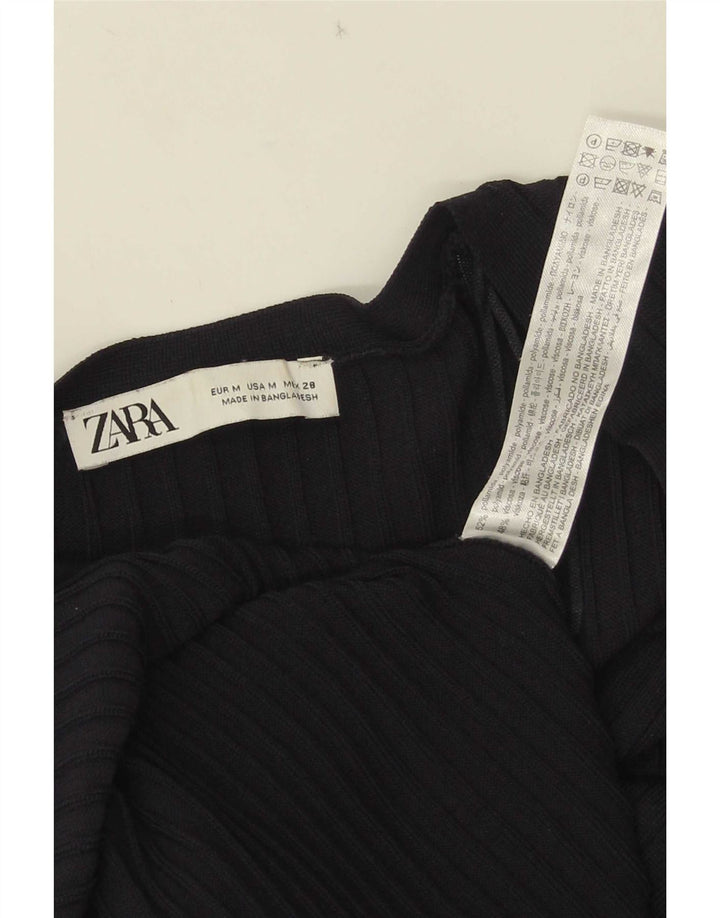 Zara Femme Maxi Robe UK 12 Moyen Bleu Marine Polyamide