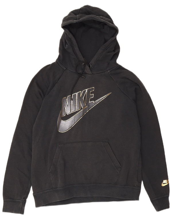 Nike Pull à capuche surdimensionné graphique pour femme UK 10 Petit coton noir