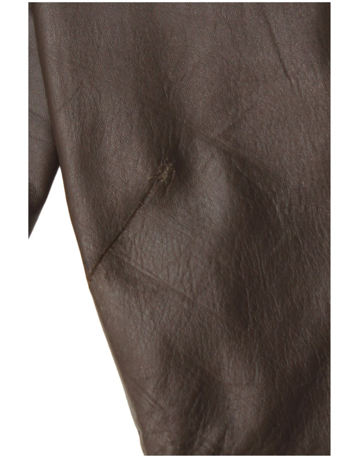VINTAGE Pantalon droit en cuir pour femme W25 L29 Marron