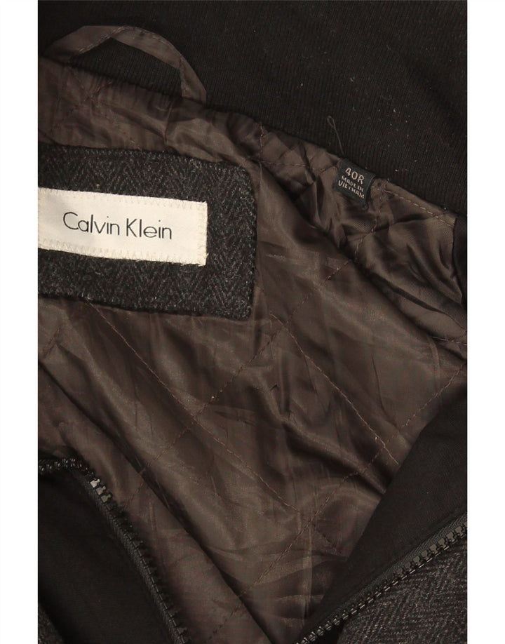 CALVIN KLEIN Manteau Homme UK 40 Large Gris Laine