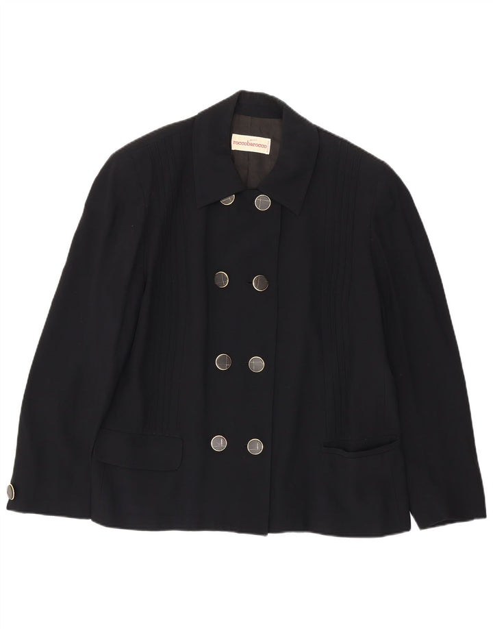 Roccobarocco Veste blazer croisée pour femme UK 18 XL Bleu marine