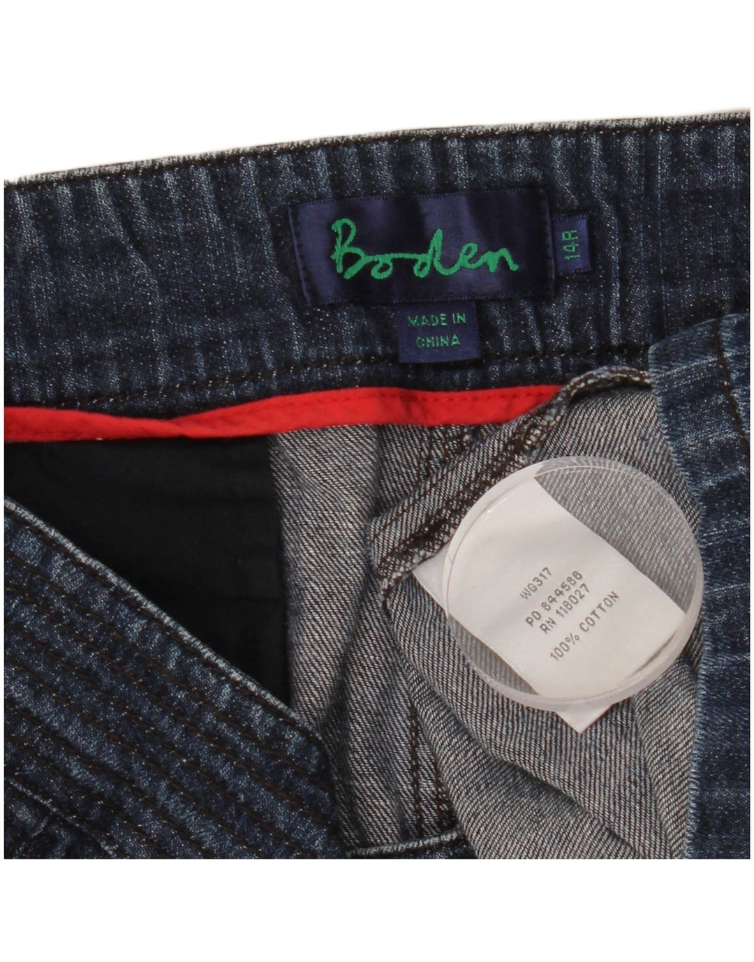 BODEN Jupe en jean pour femme UK 14 Large W32 Bleu marine Coton