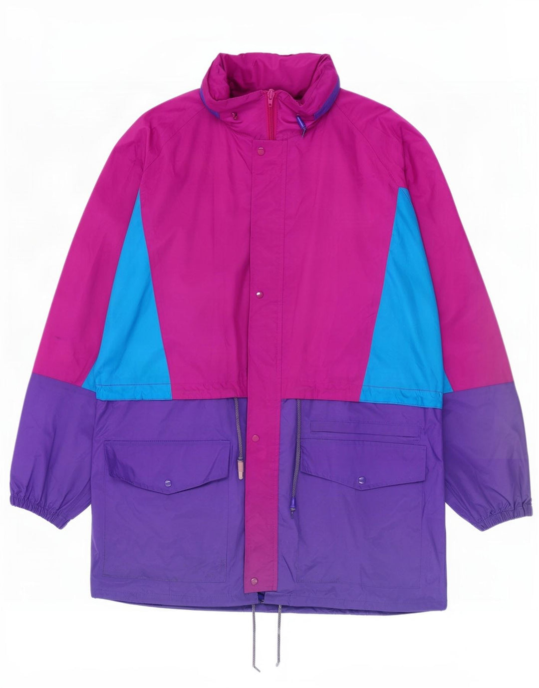 veste de pluie à capuche vintage pour hommes UK 40 Grand nylon colourblock multicolore