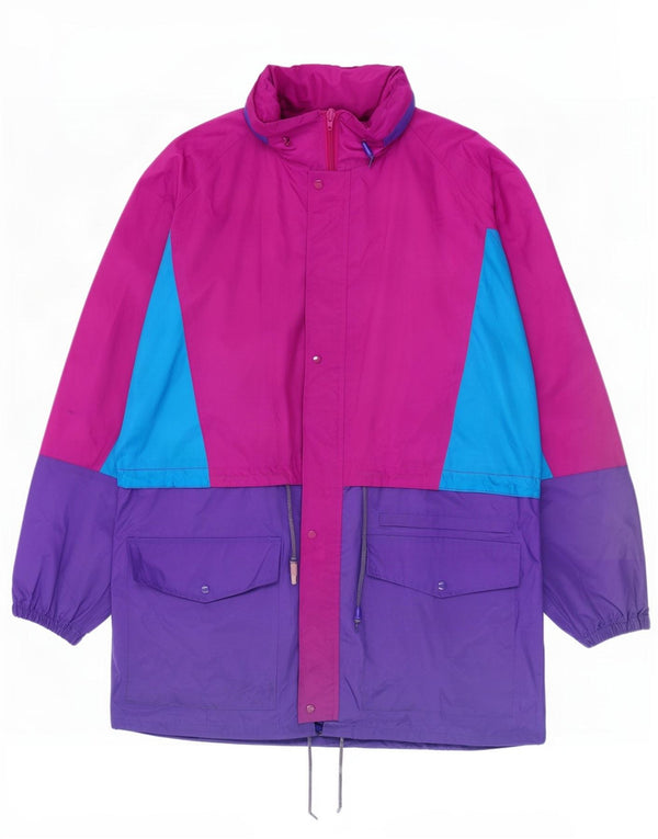veste de pluie à capuche vintage pour hommes UK 40 Grand nylon colourblock multicolore