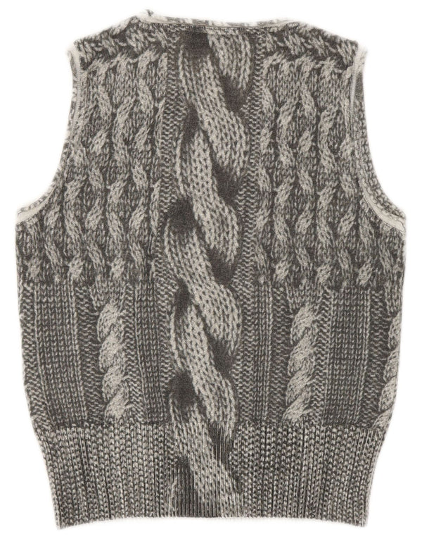 Trussardi Jeans Débardeur Gilet Femme UK 12 Laine Gris Moyen