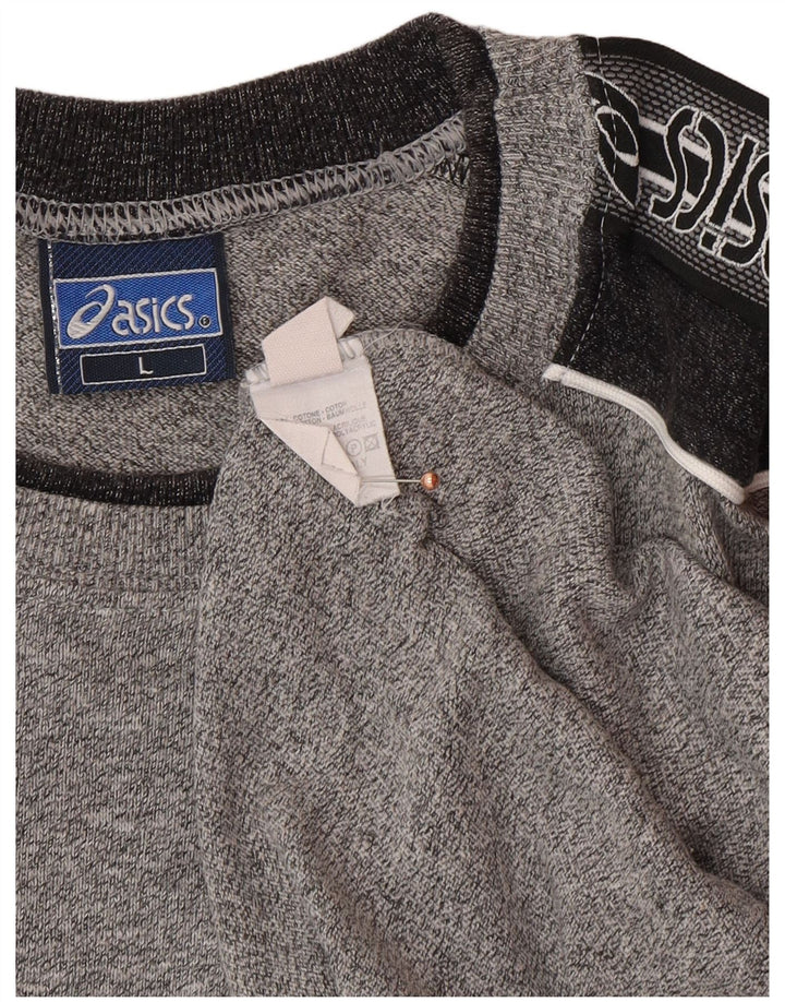 ASICS Mens Graphic T-Shirt Top Large Grey Colourblock Cotton