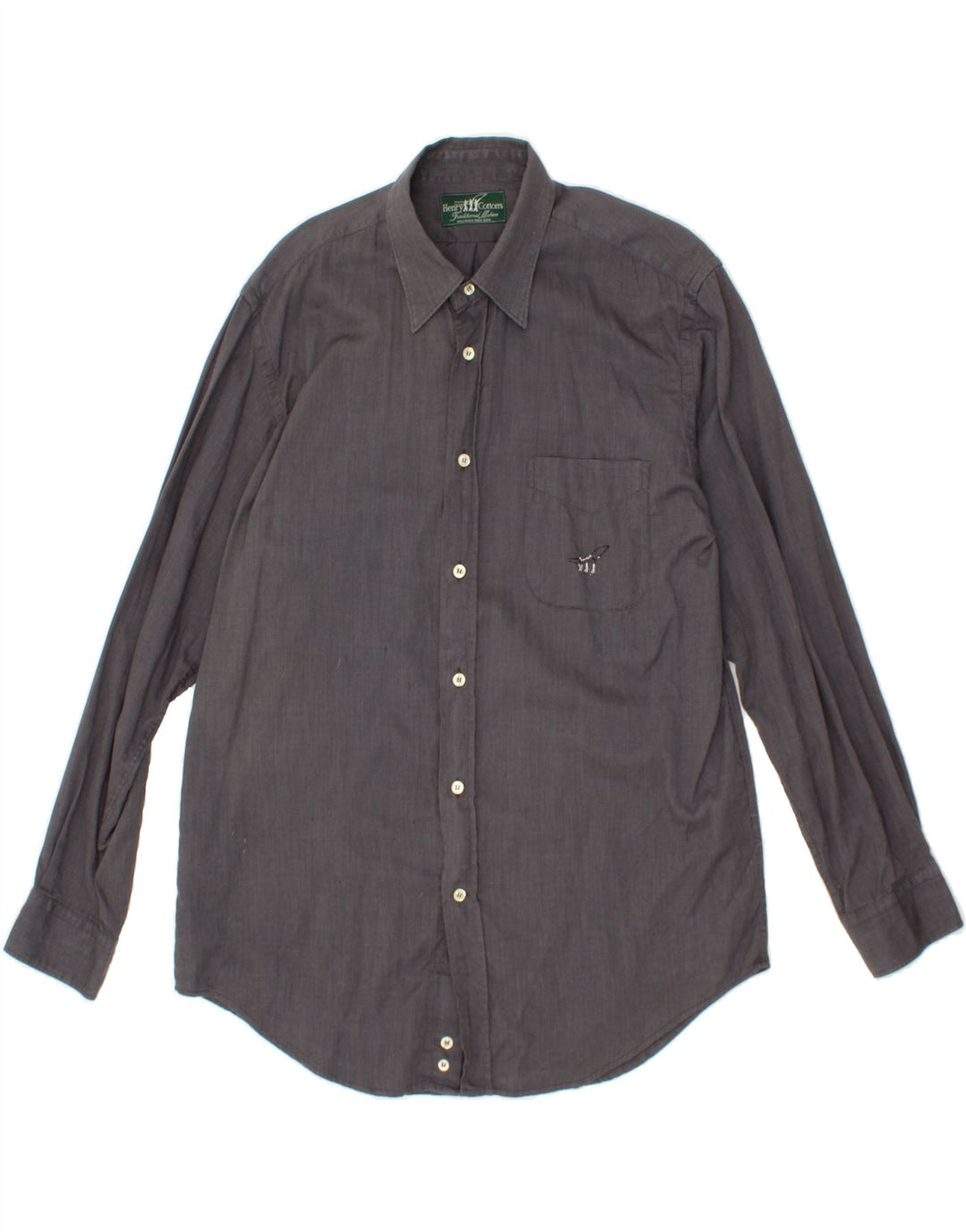HENRY COTTONS Mens Shirt Size 42 16 1/2 Large Grey Cotton Vintage Henry Cottons and Second-Hand Henry Cottons from Messina Hembry 
