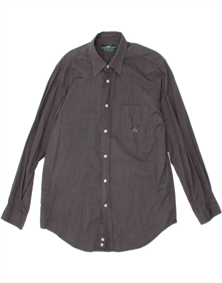 HENRY COTTONS Mens Shirt Size 42 16 1/2 Large Grey Cotton Vintage Henry Cottons and Second-Hand Henry Cottons from Messina Hembry 