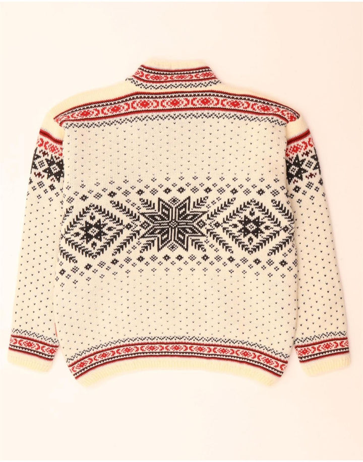 CAMPAGNOLO Pull col roulé homme en laine Fair Isle blanc moyen