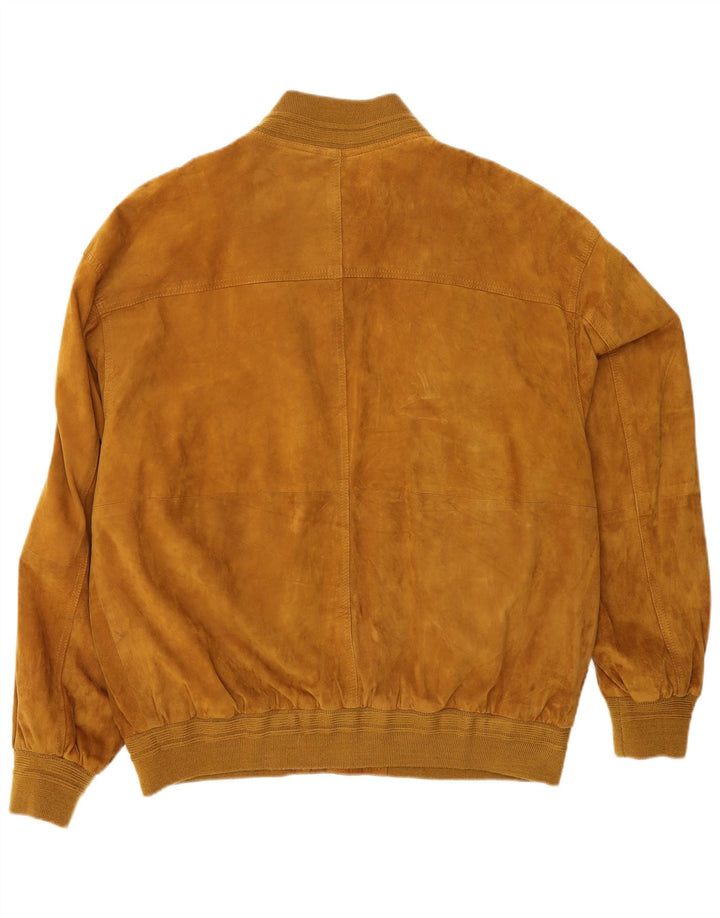 VINTAGE Veste Bomber En Daim Homme IT 50 Grand Cuir Marron