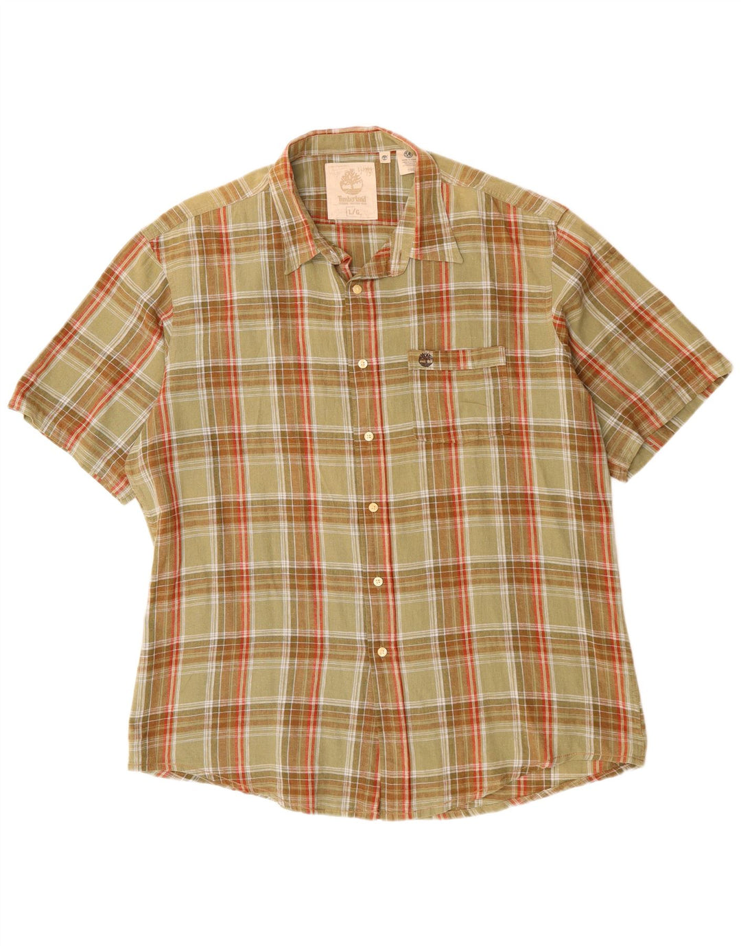 Timberland Chemise à manches courtes pour homme en coton à carreaux kaki grand classique