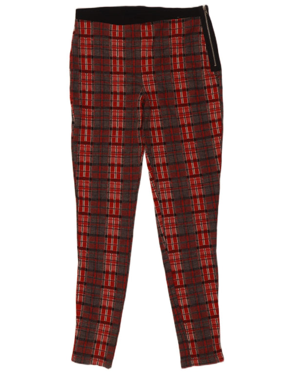Topshop Pantalon skinny décontracté pour femme UK 12 Medium W28 L29 Rouge à carreaux