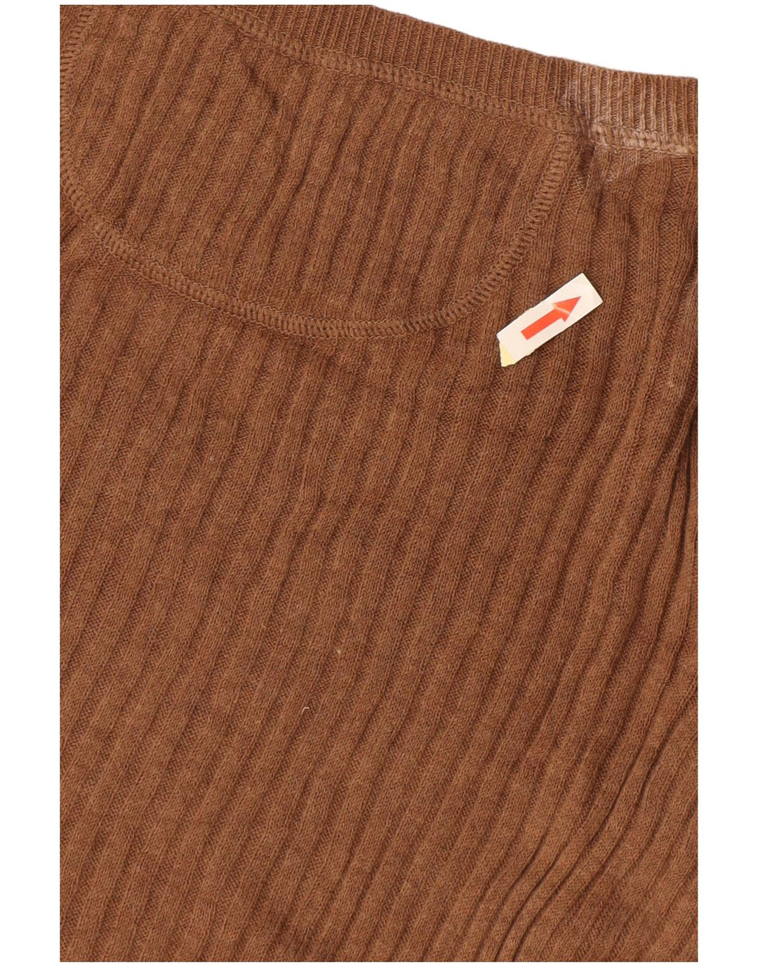 MOSSIMO Pull à manches courtes et col en V pour femme UK 14 Large Marron Coton