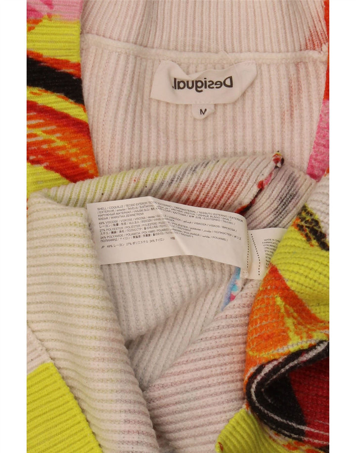 Desigual Femme Pull Col V UK 14 Moyen Multicolore